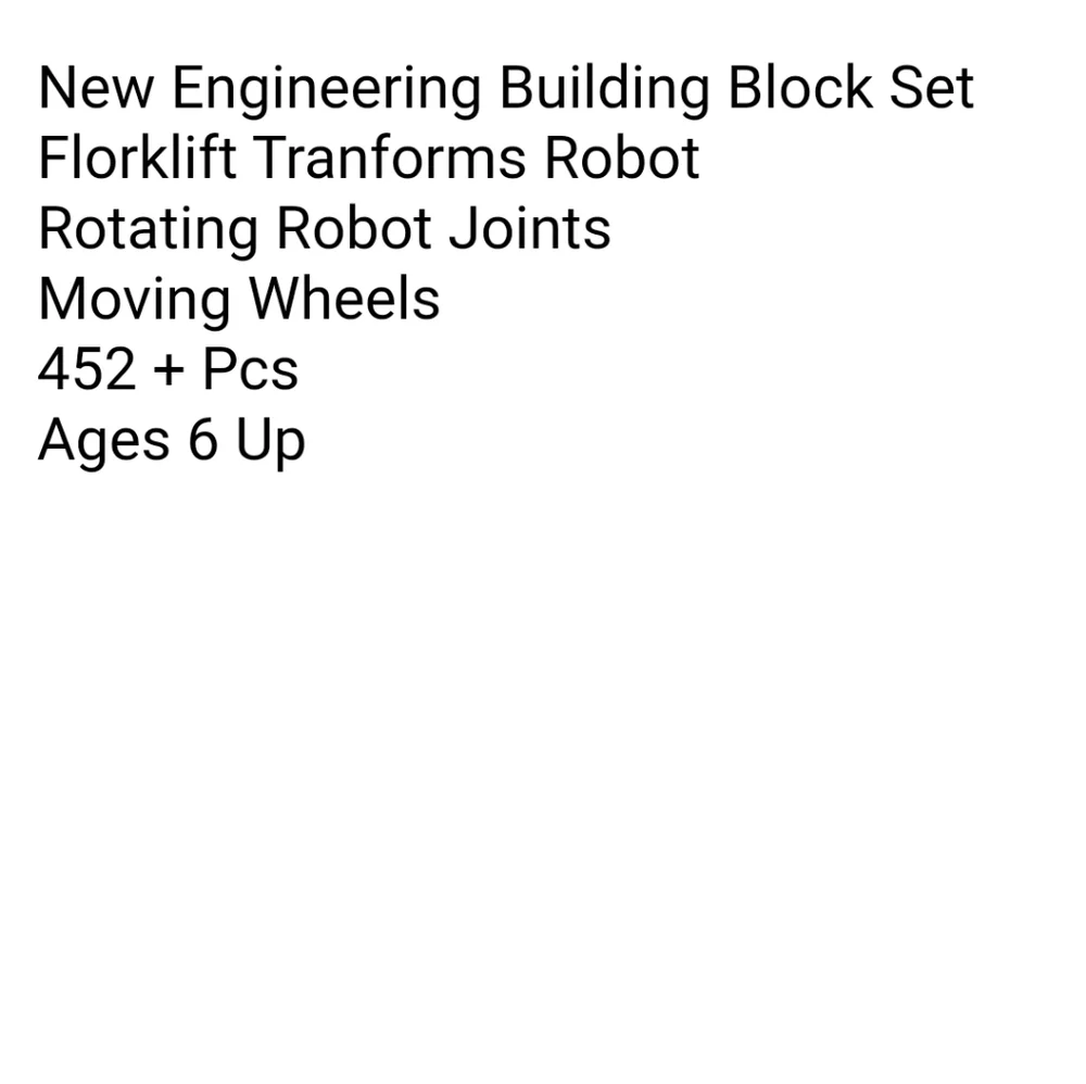 New Engineering Building Block Set Florklift Tranforms Robot 452 Pcs Boy Gift